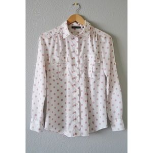 Pink Polka Dot Long Sleeve Blouse